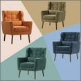 thumbnail image 6 of Accent Chair, Mid Century Modern Armchair Living Room Chair with Wooden Legs, Comfy Upholstered Chair for Living Room, Bedroom, Dining Room, Avocado, 6 of 9