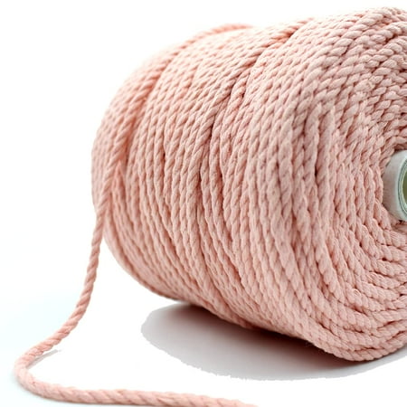 

SewLab 3 Ply/Twisted Cotton Cord/Dori Thread (4mm 100Mtr.) for Macrame DIY and Other Projects (Light Powder Pink).