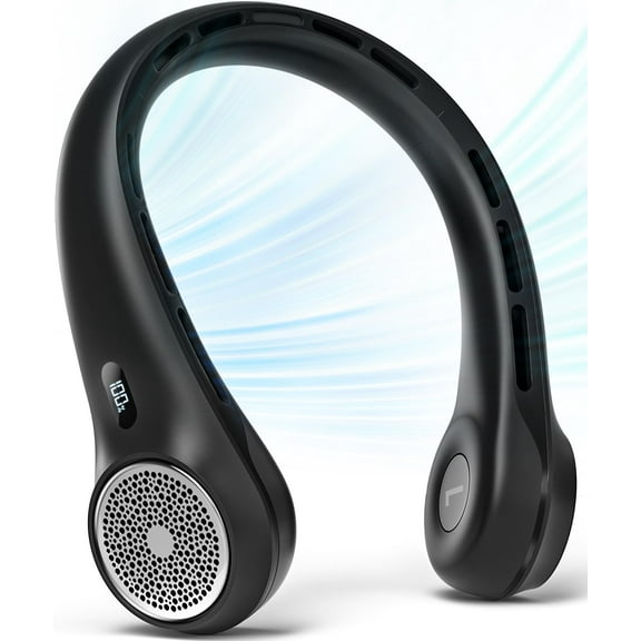 Jkjoy Portable Neck Fan with LED Display, 4000mAh Airflow Bladeless Fan for Indoor/Outdoor Travel, USB Rechargeable Wearable Personal Fan, 3-Speed Adjustable, Women's Neck Fan