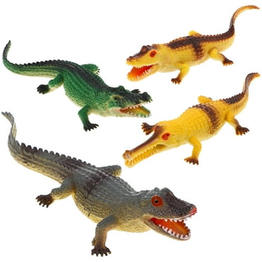OFFIGAM Alligator Models Toys Gray Realistic Shape For Toddlers Playtime 4Pcs 6.1*1.2*0.8In