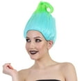 thumbnail image 2 of HPO Unisex /Teen's Troll Wig, Bluish Green Straight Cosplay & Halloween Wigs, Synthetic Fiber Hair,, 2 of 8