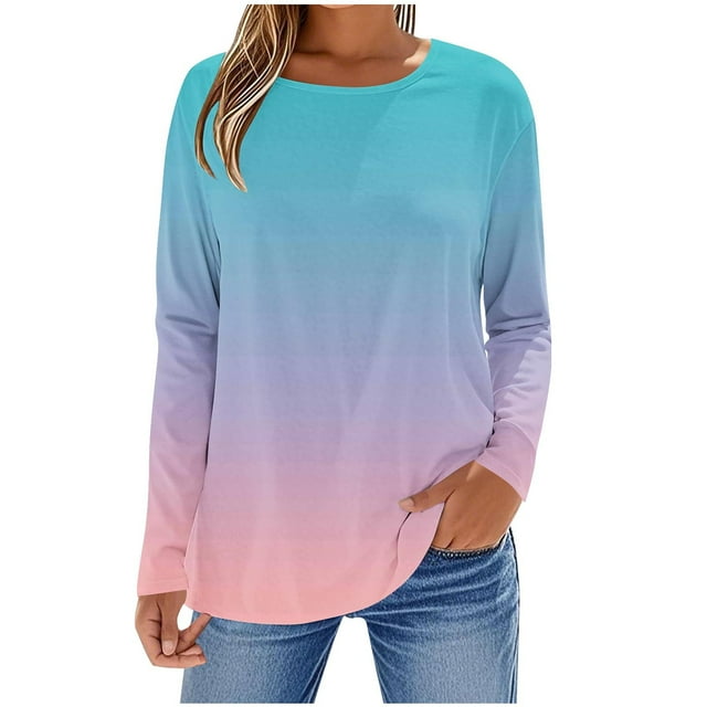 Enjoytime Hauts Décontractés pour Femmes Imprimé Col Rond Manches Longues Chemise Décontractée Tendance Affaires Blouses Automne