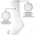 thumbnail image 7 of Lanola Mens 100% Cotton Cushioned Crew Socks, Athletic Performance Moisture Wicking Work socks，5-Pack（White）, 7 of 7