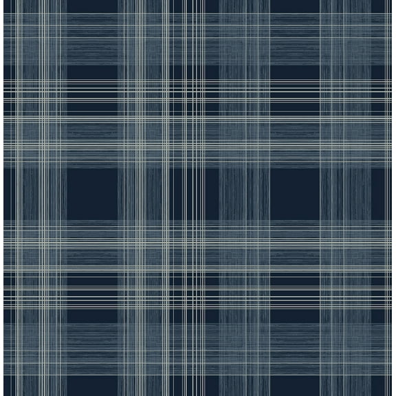 Stacy Garcia Home Denim Blue Rad Plaid Peel and Stick Wallpaper
