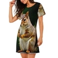thumbnail image 2 of Naloa Squirrels Eating Peanuts On The Tree Print Women Nightgowns,Womens Loungewear,Short Sleeve Sleepwear,Comfy Ladies Nightdress, 2 of 6