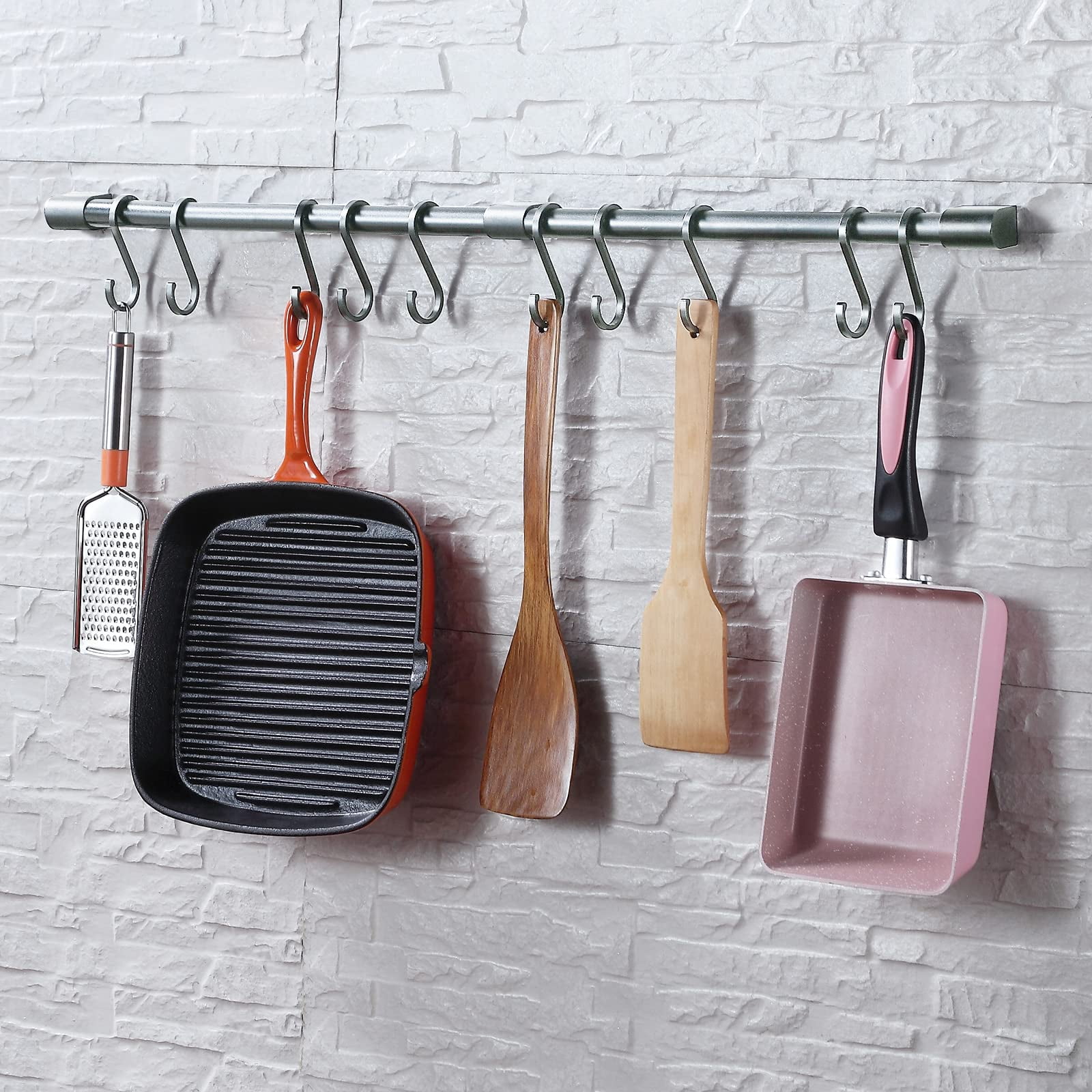 KAIYING Kitchen Pots and Pans Hanging Rack with Removable S Hooks