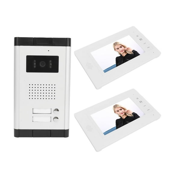 Video Intercom System Video Door Phone Kit 7 Inch Monitors Night Viewing Camera 2 Way Call for Apartment Home Office AC100-240V