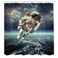 thumbnail image 3 of Ambesonne Galaxy Shower Curtain, Astronaut Floats Outer Space, 69"Wx70"L, Grey Blue, 3 of 5