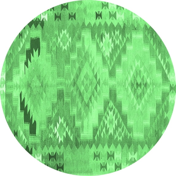 Ahgly Company Indoor Round Southwestern Emerald Green Country Area Rugs, 3' Round