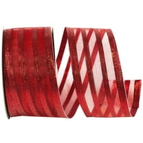 Reliant Ribbon - 92311W-065-09F, Metallic Stripe Value We Ribbon, Red, 1-1/2 Inch, 10 Yards