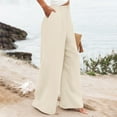 thumbnail image 4 of Womens Trousers Casual Pants for Women Beige Pants for Women Lightweight Summer Pants Women Women's Wide Leg Pants with Pockets Summer Clothes for Women, 4 of 8