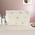 thumbnail image 5 of Unique Bargains 1 Pc Portable Embroidery Rose Makeup Bag Polyester Beige Medium, 5 of 5