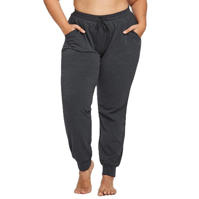 Gibobby Pantalones dama Deporte Yoga Mujeres Leggings Mujeres Solid Activewear Jogger Track Cuff Pantalones de chándal(Gris, XL)