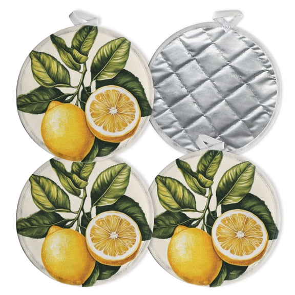 4 PCS Pot Holders for Kitchen,Potholders Sets with Hook for Oven,Cooking,Baking,Emons And Leave