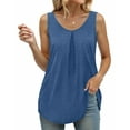 thumbnail image 4 of MOSHU Summer Tank Tops for Women V-neck Sleeveless Shirts Pleated Front Tops, 4 of 9