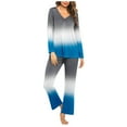 thumbnail image 2 of CLOISE Pj Set Women 2 Piece Soft Long Sleeve Sleepwear Tops and Casual Lounge Pants Pajama Sets Cozy Gradient Printed Winter Night Clothes, 2 of 4