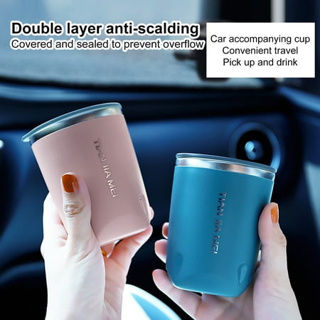 

300ml Practical Coffee Cup Sealed Silicone Loop Stainless Steel Anti-scald Dust-proof Lid Water Mug for Daily Black Stai