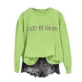 thumbnail image 2 of QIUOMBBP Women's Sweatshirt Funny Christ Saying Graphic Pullover Tops Casual Crewneck Long Sleeve Shirts, Green, XL, 2 of 5