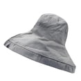 thumbnail image 4 of Penkiiy Super Wide Brim Women Sun Hat Cotton Floppy Packable Reversible Wired Edge Hats UV Protection Summer Beach Travel Garden Women's Bucket Hat Gray, 4 of 4