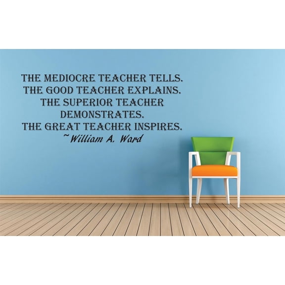 Mediocre Teacher Tells. Good Teacher Explains. Superior Teacher Demonstrates. Great Teacher Inspires. Quote Custom Wall Decal Vinyl Sticker Classroom Art Lettering 16 Inches X 24 Inches