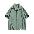 thumbnail image 2 of T-shirts for Men Short Sleeve Button Lapel Pocket Casual Solid Blouses Green XXL, 2 of 6