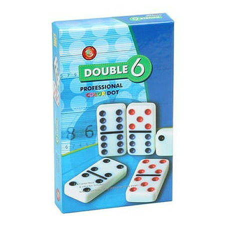 Professional Double 6 Dominoes with Multi-Colored Pips in Tin