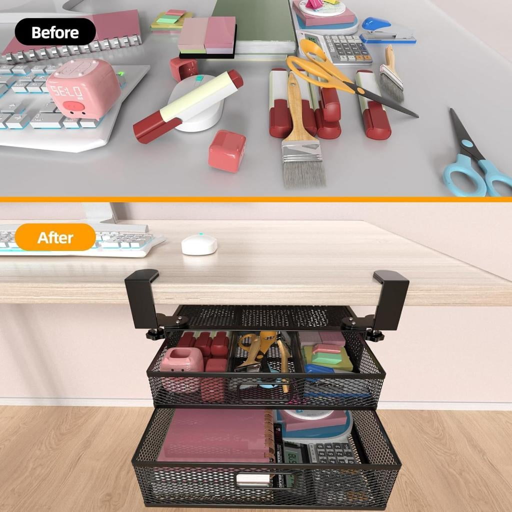 HannLk Sliding Drawer Metal Storage Unit for Under Desk Home Office Organization Tool