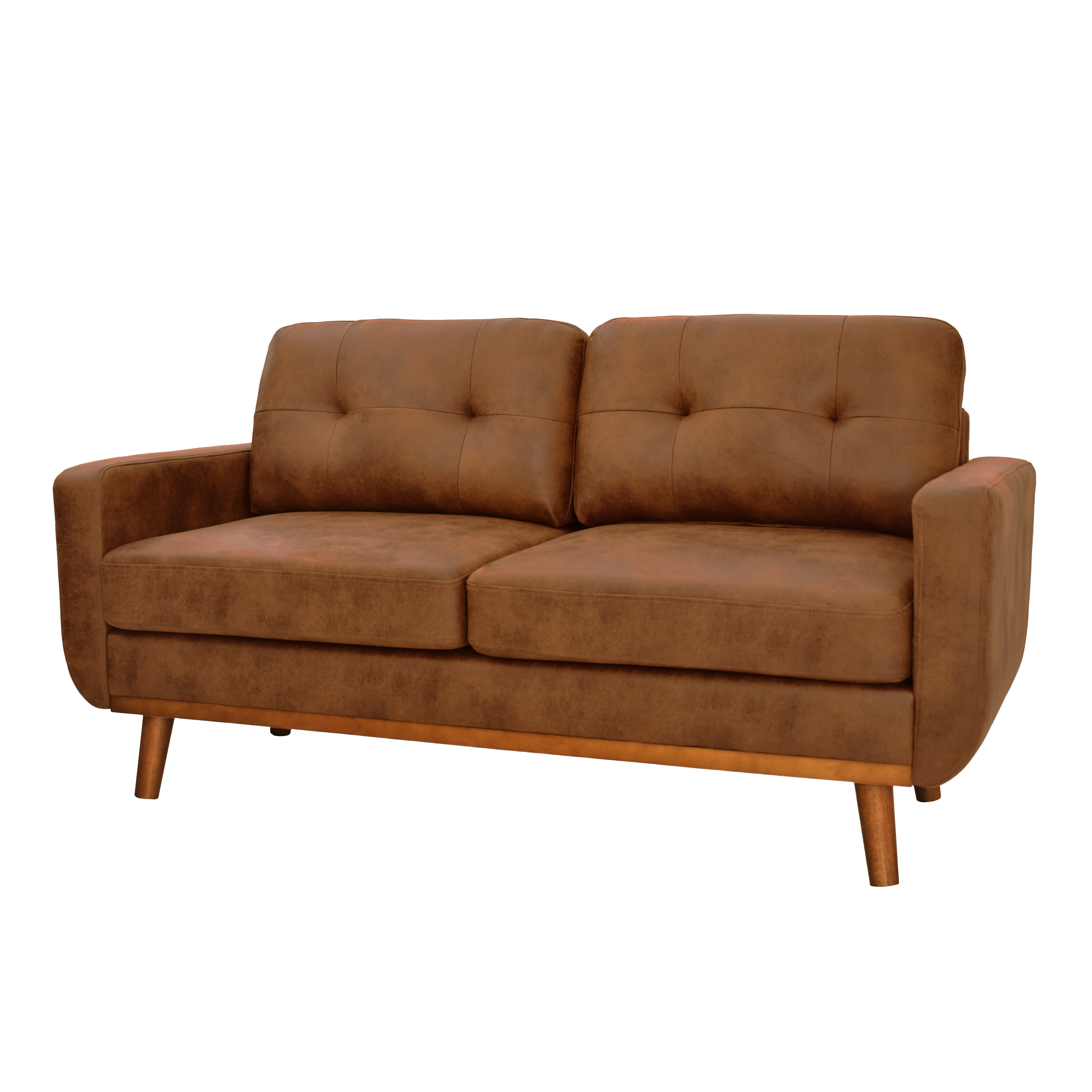 Leumius 65" Modern 2-Seater Sofa Upholstered Loveseat Sofa Couch with olid Wood Legs for Living Room,Apartment,Bedroom,Light Brown