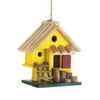 Hanging Bird House, Yellow Tree Fort Wooden Outdoor Rustic Decorative Bird House