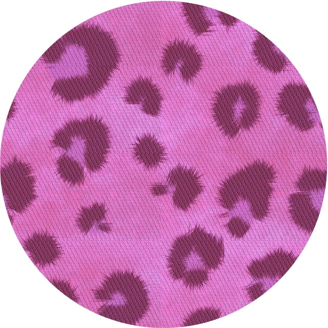 Ahgly Company Machine Washable Indoor Round Transitional Bright Neon Pink Purple Area Rugs, 4' Round