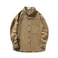 thumbnail image 2 of WREESH Men's Fall Button Down Shirts Casual Fashion Corduroy Turn-Down Collar Button Long Sleeve Shirts for Men's Pocket Tops Coffee, 2 of 5