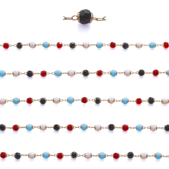BOCAR Daisy Link Chains, Handmade Gold Plated Beaded Brass, 6.56 Feet, for Jewelry Making