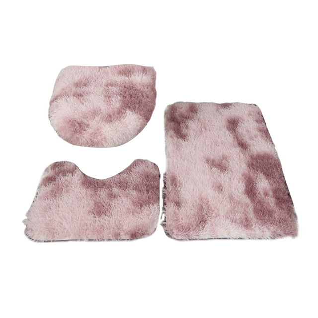 Naiovety Juego de 3 alfombrillas de baño e inodoro lavables a máquina para una fácil limpieza, buena elección para satisfacer las Juegos de accesorios de baño Rosa U40*5+45*50+ 50*80