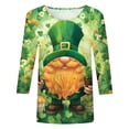 thumbnail image 4 of JFHHQ T-Shirt à Imprimé Floral pour Femmes, Col Rond Confortable, Manches Trois-Quarts, Vert Armée, 4 of 4