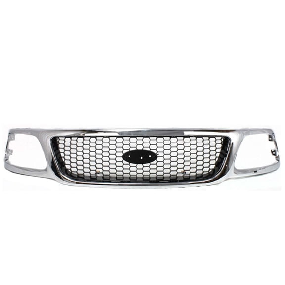 For 99-03 F-Series F150 F250 Pickup Truck Grille Chrome w/Black Honeycomb Insert