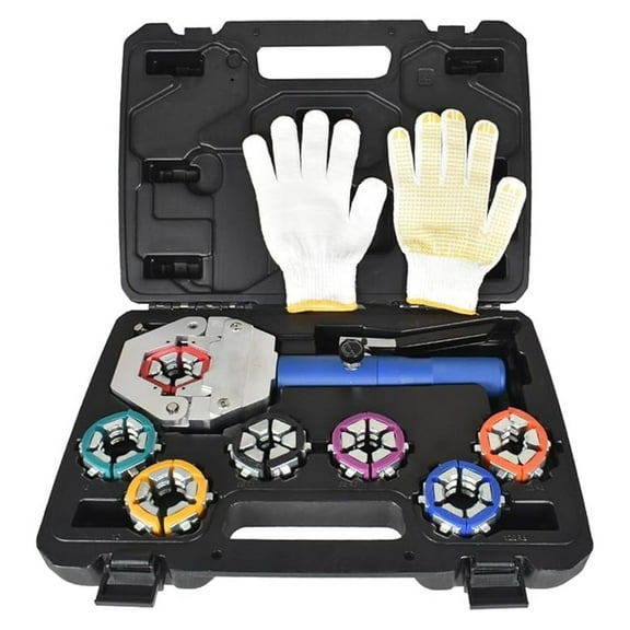 Hydraulic Hose Crimper Crimping Tool for Barbed and Beaded Hose Fittings, Crimper with 7 Die Set