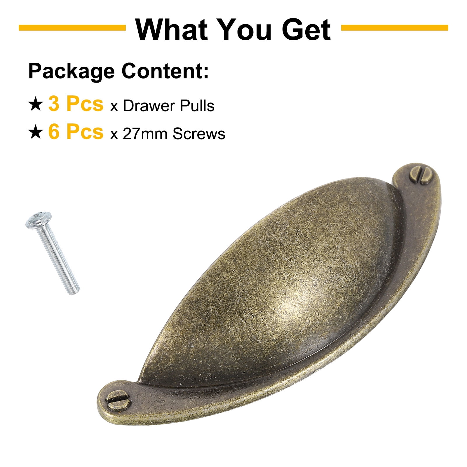 Unique Bargains Zinc Alloy Cup Pulls with Screws for Cabinet and Dresser Hardware Bronze