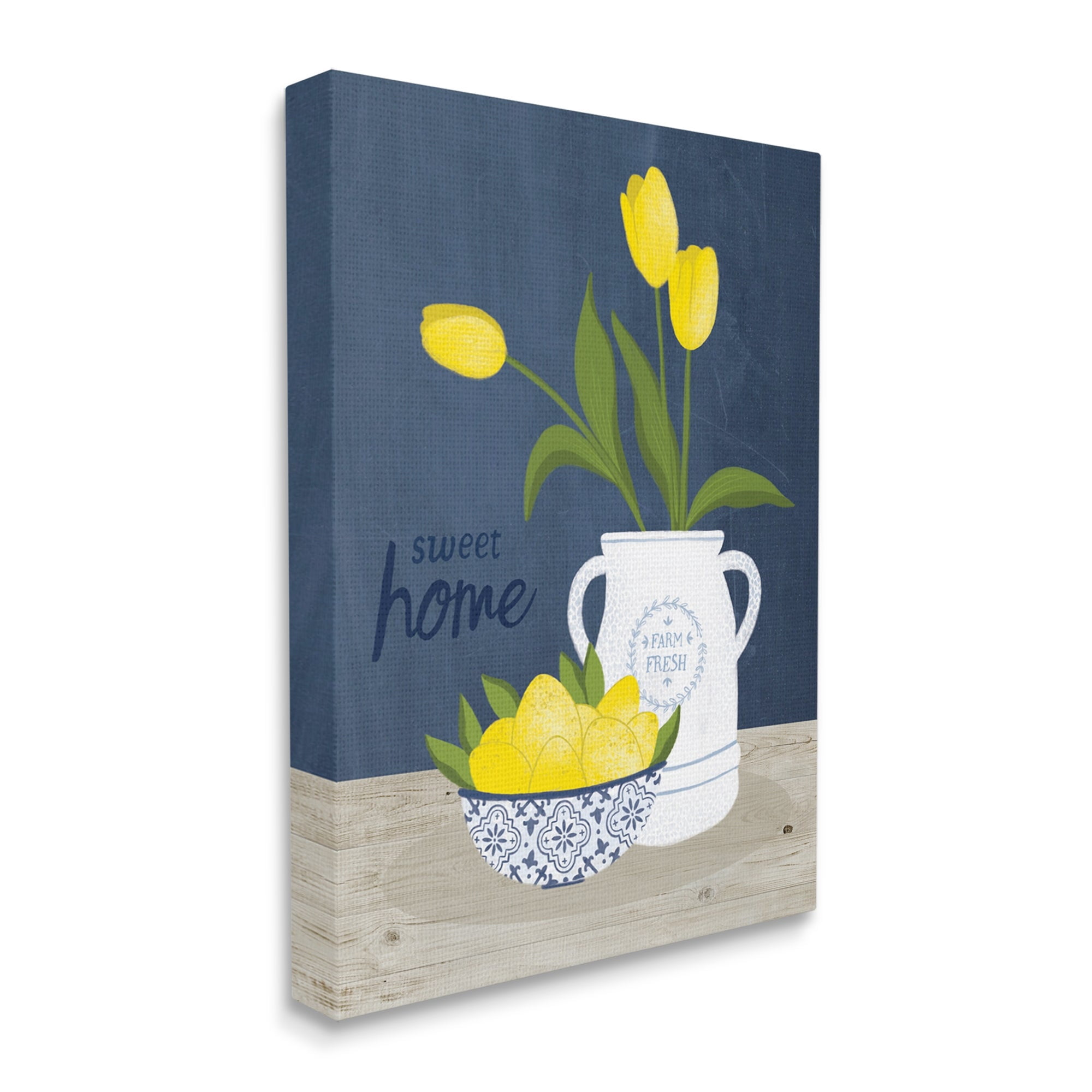 Stupell Industries Sweet Home Farm Fresh Yellow Country Tulips Lemons Graphic Art Gallery Wrapped Canvas Print Wall Art, Design by Nina Seven