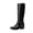 BLACK/BROWN, variant on Womens Square Toe Pull-On Knee-High Riding Boots with Low Block Heel