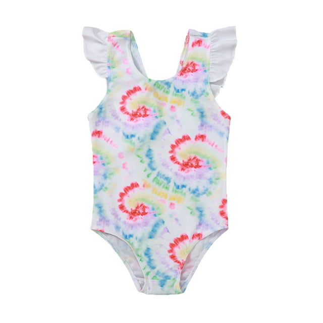 TAIAOJING Baby Girls One Piece Swimwear Toddler Kids Tie-Dye Bikini ...