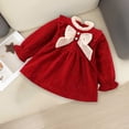 thumbnail image 3 of AherBiu Toddler Baby Girls Dress Long Sleeve Bow-Ruffle Crewneck Glitter Valentine's Day Short Red Dresses, 3 of 7