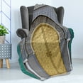 thumbnail image 4 of Moroccan Soft Flannel Fleece Throw Blanket, Antique Doors Morocco Yellow Doorknob Ornamental Carved Intricate, Cozy Plush for Indoor and Outdoor Use, 60" x 80", Yellow Teal Blue, by Ambesonne, 4 of 5