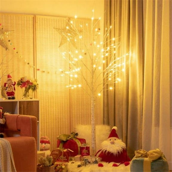 6 ft. Christmas Decoration Birch Tree with Lights