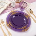 thumbnail image 6 of 175PCS Purple Plastic Plates - Disposable Purple Gold Party Plates & Pre Rolled Napkins with Cutlery for 25 Guests, 50Plates, 75Silverware, 25Cups, 25Napkin for Wedding & Party, 6 of 18
