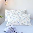 thumbnail image 5 of 3 Pieces Cute Bowknot Comforter Set for Boys Girls Dreamy Princess Style Princess Style Blue Floral Queen Bedding Set Ultra Soft Reversible Garden Flower Comforter with Pillowcases, 5 of 6
