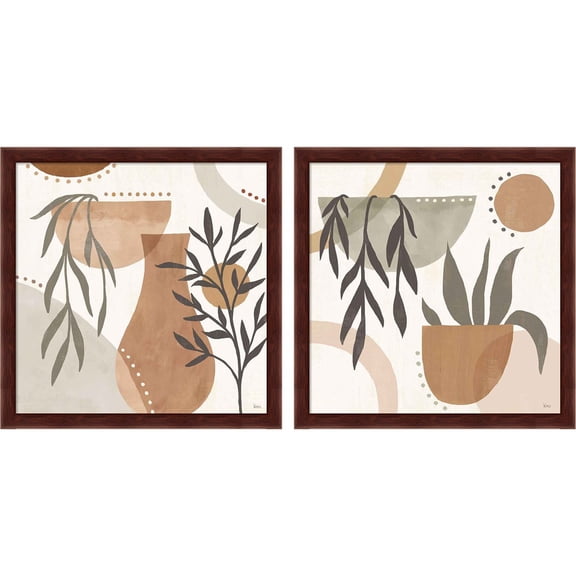 Great Art Now Botanical Form Neutral B by Veronique Charron, 2 Piece Framed Art Set Each 13.25"W x 13.25H