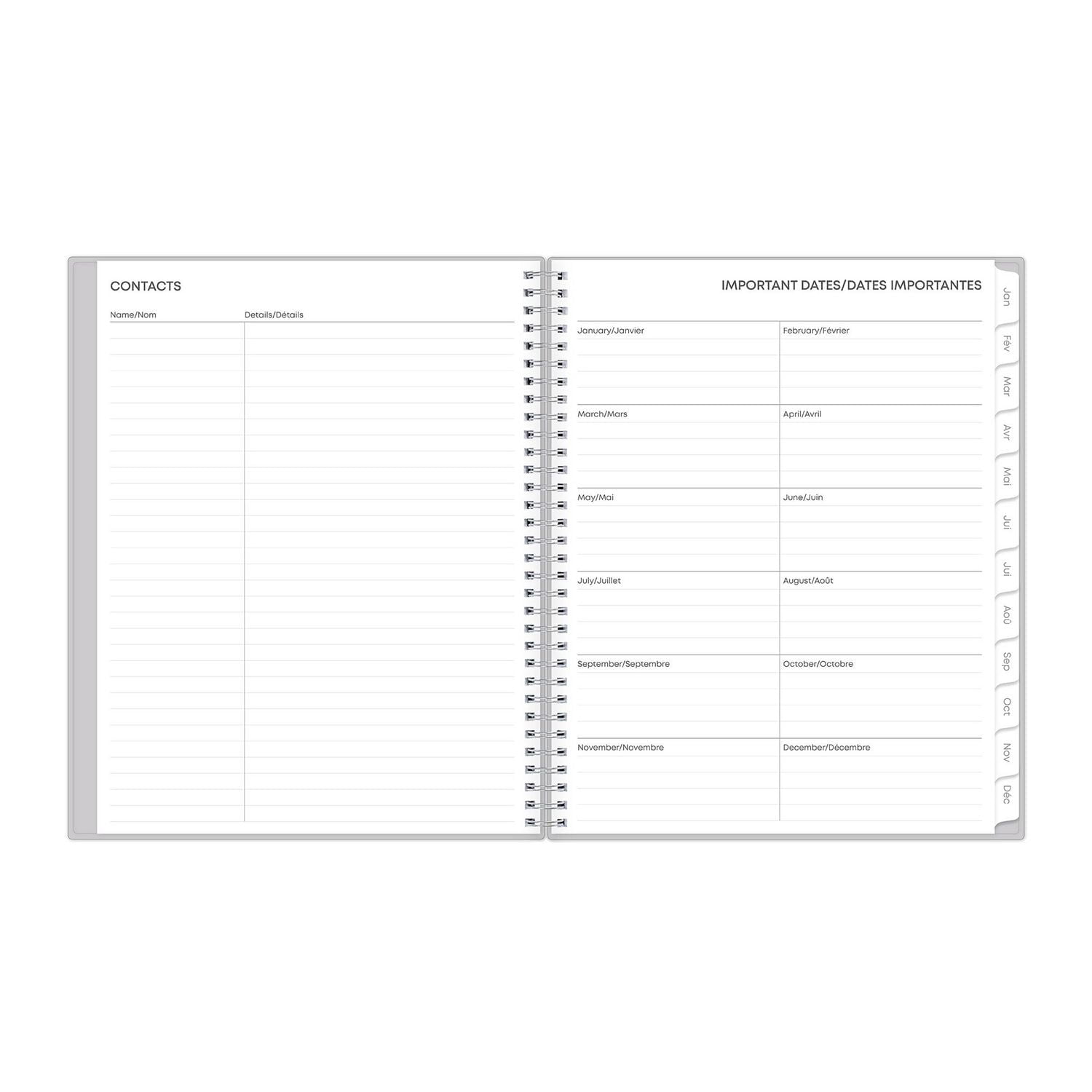 2024 Weekly Monthly Planner, 8.5x11, Blue Sky, Solid Gray
