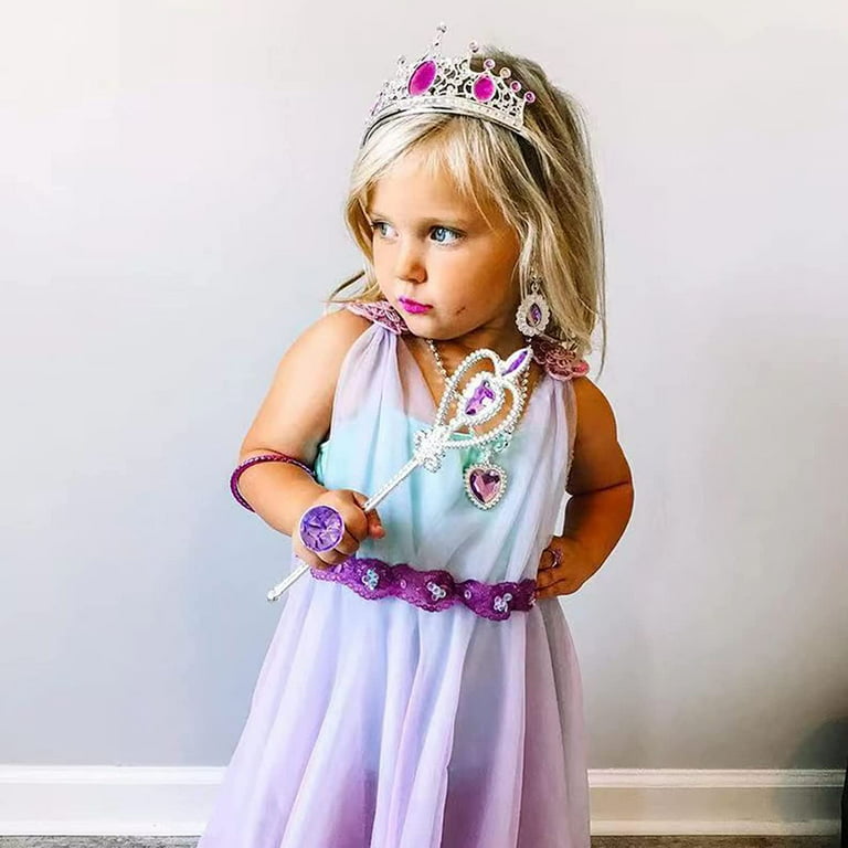 Everdirect Princess Pretend Jewelry Toy 48 Pcs Jewelry Dress Up Play Set for Girls Included Tiaras Necklaces Wands Rings Earrings and Bracelets, Kids Play