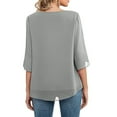 thumbnail image 4 of Giftesty Womens Plus Size Clearance Fashion Womens Casual Round Neck Loose Tops 3/4 Sleeve Chiffon Blouse Shirt Tops, 4 of 5