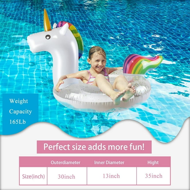 Luvier Medium Swimming Ring Pool Float for Girls, Flamingo Shape Inflatable  Pool Float with Glitters, Inflatable Lounge Raft Tube Swimming Ring Summer  Pool Toys for Kids 
